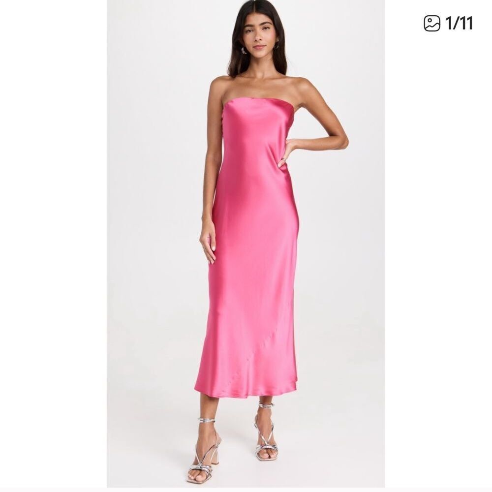 NWT Reformation Johanna Dress Silk Pink Large - Picture 13 of 13